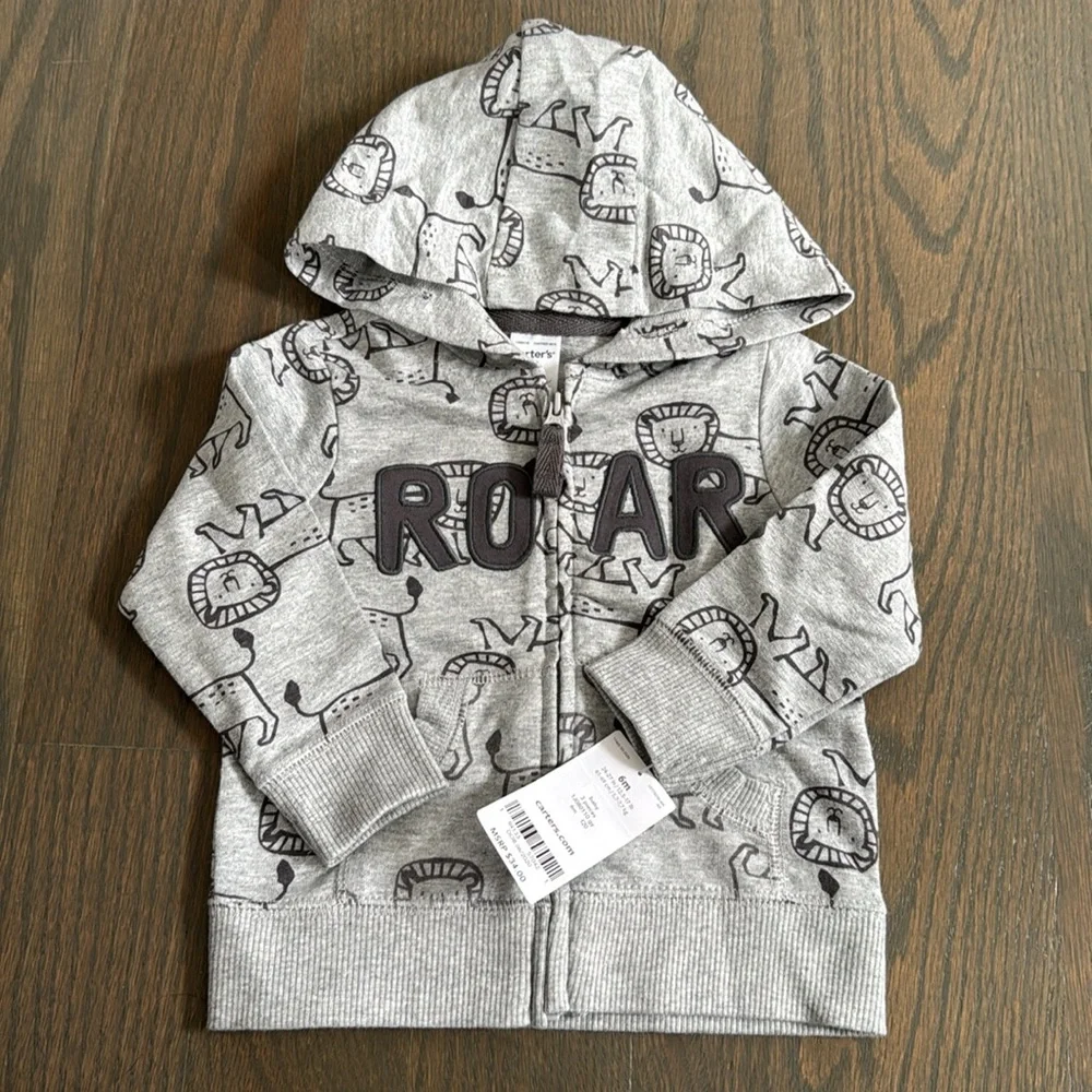 Carter’s Baby Boy 3-Piece Dinosaur Hoodie Outfit Set 6M NWT Roar